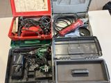 many different types of electrical equipment on the counter