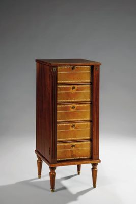 une image représentant une commode en bois avec des tiroirs de chaque côté