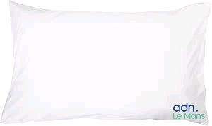 a white pillow with a green logo on it