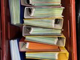 a lot of folders in a red box