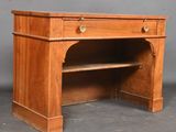 an old wooden desk with a shelf on top of it