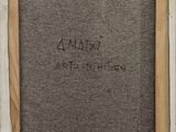 an image of a painting of a white frame with writing on it