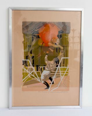 a picture of a picture of a man and a woman sitting on a chair