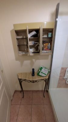 une petite salle de bains avec des toilettes et un lavabo