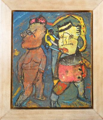 une image représentant un tableau où l'on voit un homme et une femme jouant de la batterie