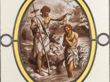 a picture of a painting of a man and a woman in the water
