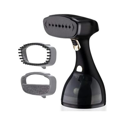 an image of a black electric hair dryer and comb