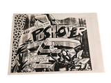 a black and white photo of a piece of art on the wall