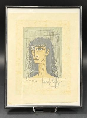 une image représentant le dessin du visage d'une femme dans un cadre noir