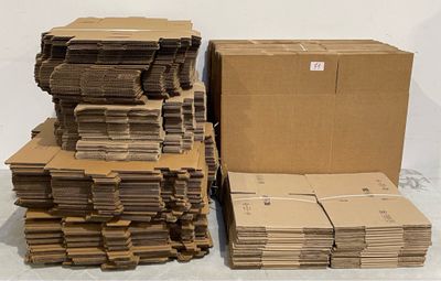a lot of cardboard boxes stacked on top of each other