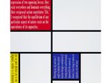 a white book with red, blue and yellow squares on it