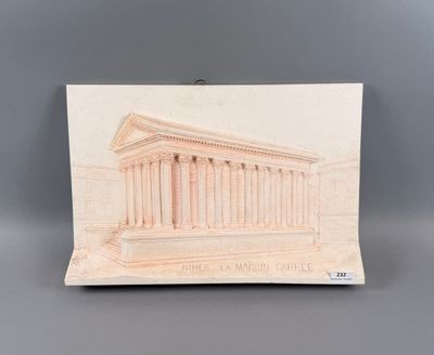 Rare maquette en relief en plâtre patiné par AZAÏS, Maison c…