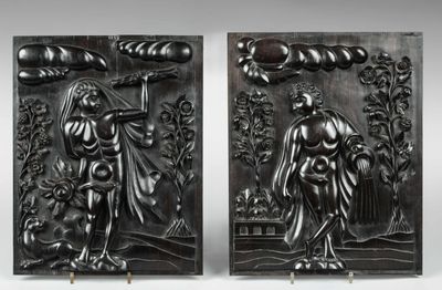 Paire de panneaux du jardin d'Eden, école européenne, 17e si…