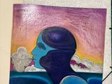 a picture of a painting on a refrigerator door