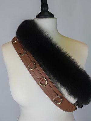 a close up of a mannequin torso with a fur collar on it