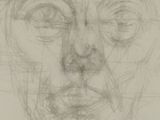 drawing of a man ' s face with a pencil on a piece of paper