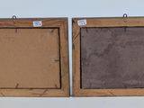 pair of antique wooden picture frames with brown paper backings