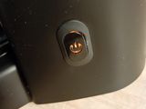a close up of a black computer monitor on a table