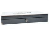 a black box with a clock on it on a white background