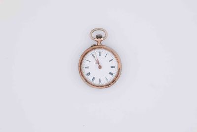 an old pocket watch with roman numerals on a white background