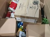 a cardboard box filled with various items in it