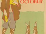 an image of a poster for harper ' s october with rabbits and a man holding a gun