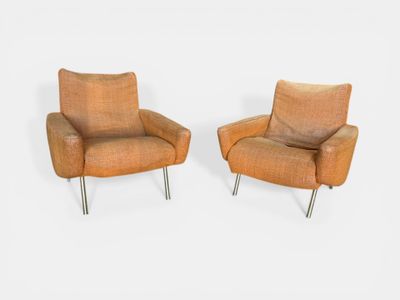 Pierre GUARICHE (1926-1995), d'après. Paire de fauteuil, gar…