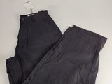 the pants are dark grey and have a small patch on the side