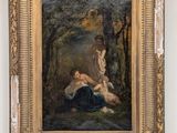 an image of a painting of two women in a wooded setting