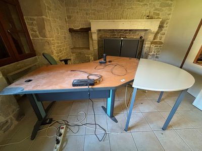 Bureau Table demi-lune Deux sièges