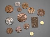 a lot of coins that are sitting on a table
