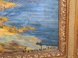 a painting on the wall of a room with a painting on it
