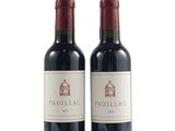 deux bouteilles de vin rouge posées l'une à côté de l'autre sur une surface blanche