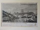 an old print of a man on a horse drawn carriage on a dirt road