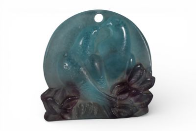 DAUM France. "Médaillon" en pate de verre à décor de colombe… - Photo 1