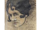 une image représentant le dessin du visage d'une femme, sur lequel figure une citation