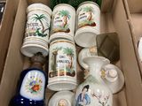 une boîte remplie de tasses à café et de soucoupes