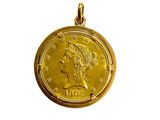 an image of a gold coin with a woman ' s head on it