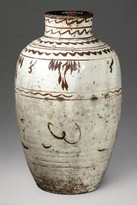 Pichet en grès porcelaineux de Cizhou, Chine, dynastie Yuan