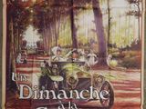an old movie poster of a man driving a car in the woods