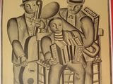 an image of a drawing of a group of people playing instruments