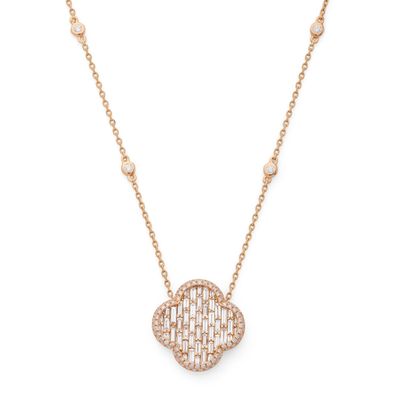COLLIER composé d'un trèfle pavé de diamants ronds taille br…