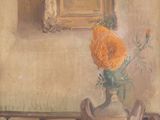 a painting of a vase with flowers in it on a table