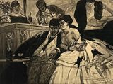 un dessin représentant un homme et une femme assis dans un bar