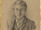 portrait of a young man in a suit and tie in a gold frame