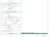 a green and white document with a barcode on it