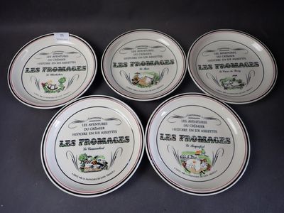GIEN 5 assiettes à fromage en faïence