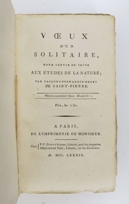 BERNARDIN DE SAINT-PIERRE (Jacques-Henri). Voeux d'un solita…