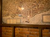 a picture of a map on the wall of a restaurant