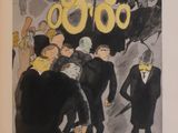 illustration of a group of people walking down a street in a city